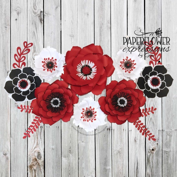 Red Banner with White and Black Floral Paper Decor Stock Image - Image of  advertising, flower: 234811749