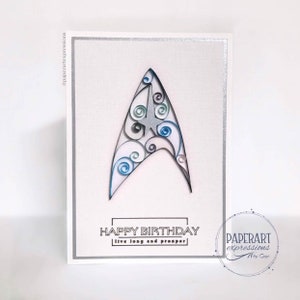 Star Trek inspired Birthday Card • Live long and Prosper Card • Quilling Birthday Card • Birthday for Him •