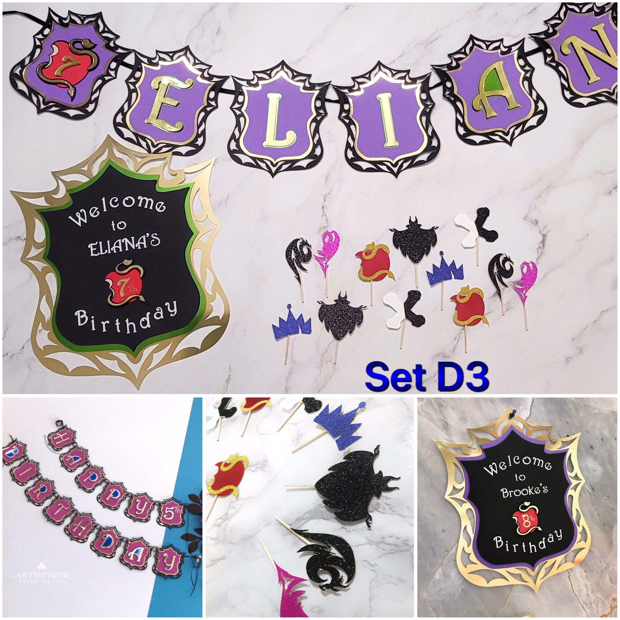 Descendants Birthday Party Banner Backdrop, Descendants Evie Mal