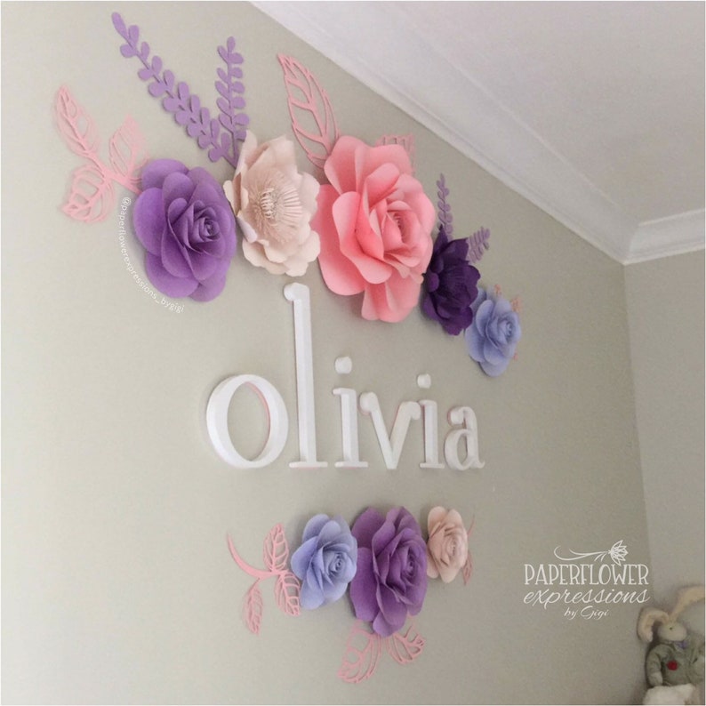 Purple shades Paper Flower Bac Nursery Wall Decor Pink and purple Baby Shower Backdrop 8 pc Pink and Purple Shades Large Paper Flowers
