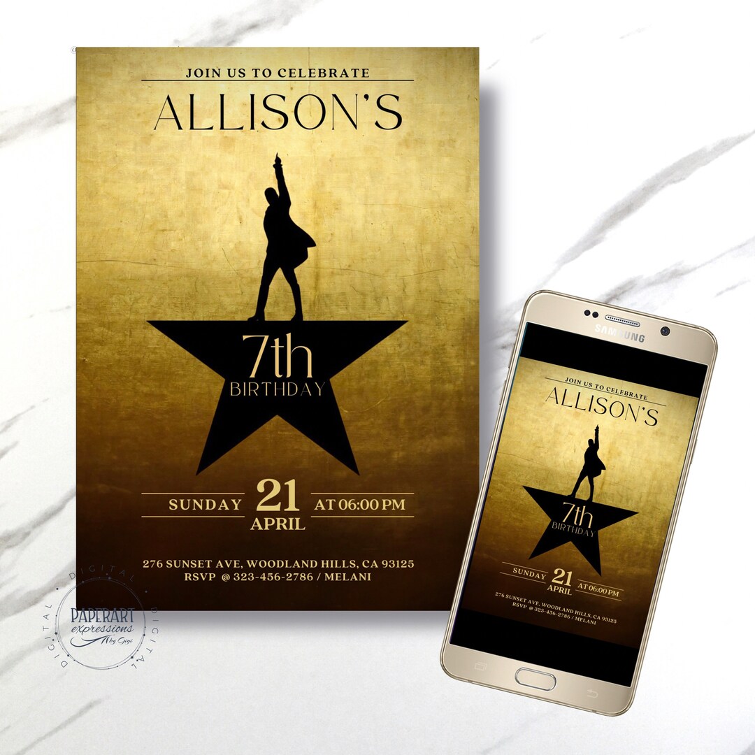 Hamilton Print at Home Invitation, Digital Invitation Hamilton Musical ...
