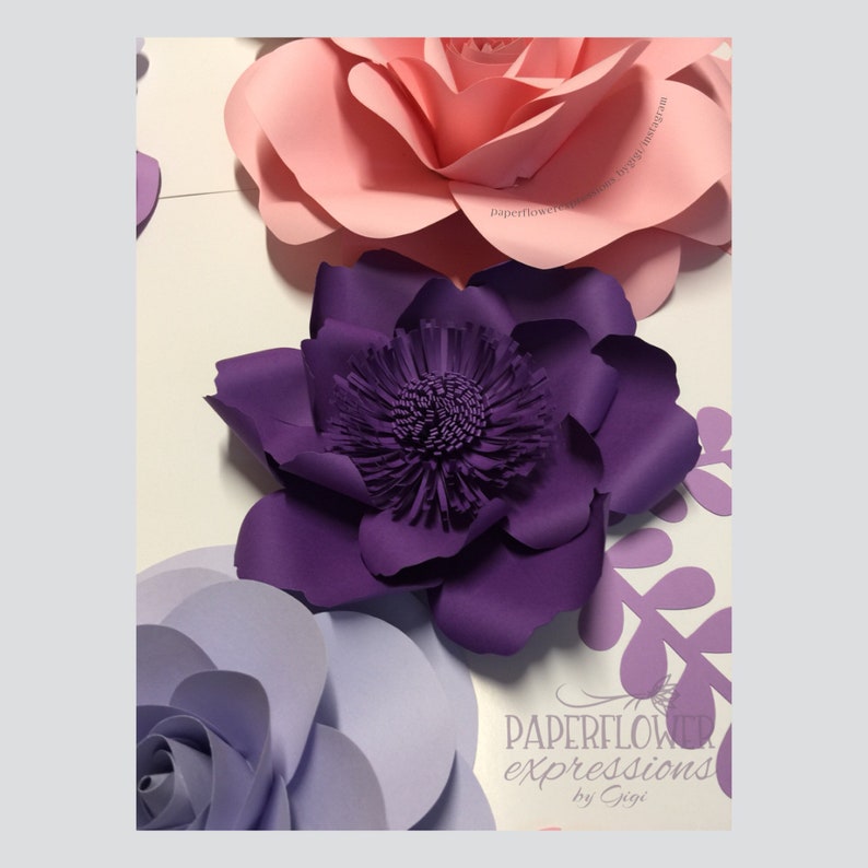 Purple shades Paper Flower Bac Nursery Wall Decor Pink and purple Baby Shower Backdrop 8 pc Pink and Purple Shades Large Paper Flowers
