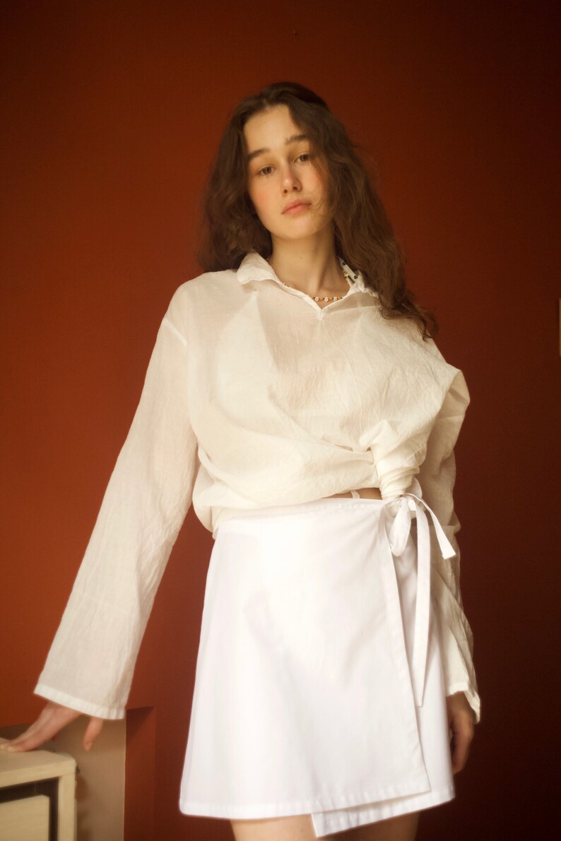 Long Sleeve Beach Shirt Organic Cotton Tee Shirt White Cotton Etsy