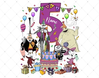 Custom Nightmare Before Christmas Birthday Png, Jack Sally Boogie Party