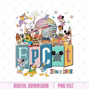 Epcot Center Mouse and Friends Artist Png, Disn-ey Epcot Since 1982 Png, WDW Resort Family Holiday Png, Family Trip Png, digital download