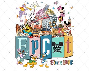 Artista de Epcot Center Mouse y sus amigos (Png), Disney Epcot desde 1982 (Png), Vacaciones familiares en WDW Resort (Png), Viaje familiar (Png), descarga digital