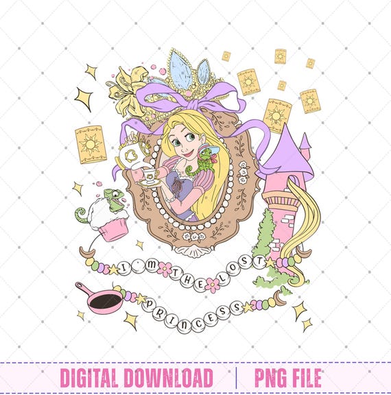 Disneyy Tangled Rapunzel Floral Png, Princess Rapunzel Png, Lost Princess Png, Magic Kingdom, Rapunzel Coquette Bows Png File