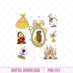 Cuento tan antiguo como el tiempo PNG, La Bella y la Bestia PNG, Diseño de sublimación de lazo coqueto