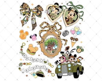 Animal Kingdom PNG, Disney Safari Mode png, Let's Get Wild png, Magic Kingdom, Digital Download Mickey Minnie Leopard Coquette Bows png