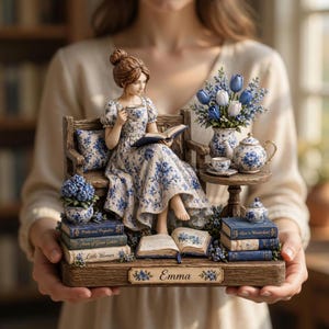 Lady Reading Book Figurine - Etsy