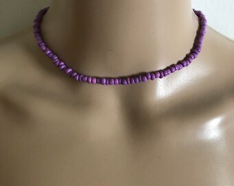 Handmade seed bead choker necklace all purple FREE SHIPPING anywhere in the US!