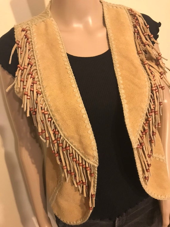 70s suede vest with fringe medium
