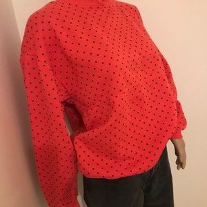 Vintage red and black polka dot mock neck sweatshirt