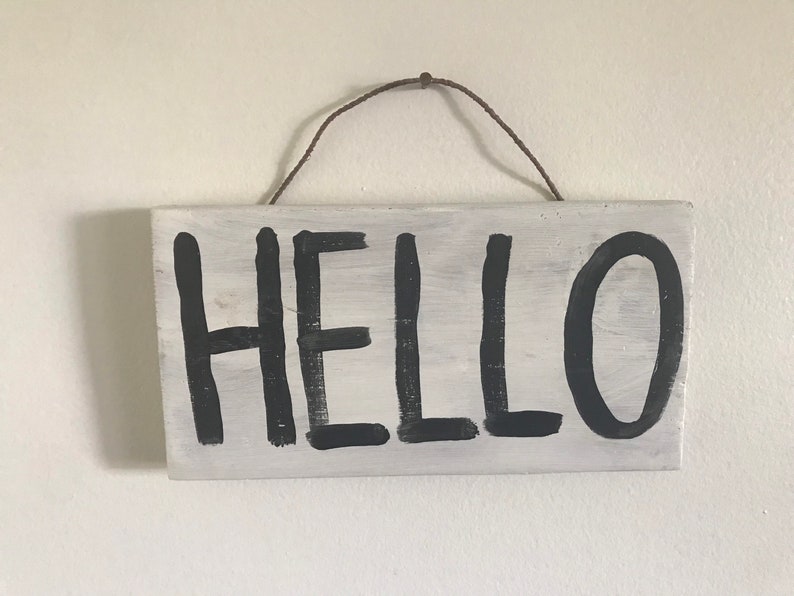 Rustic Hand Painted HELLO Sign - Etsy