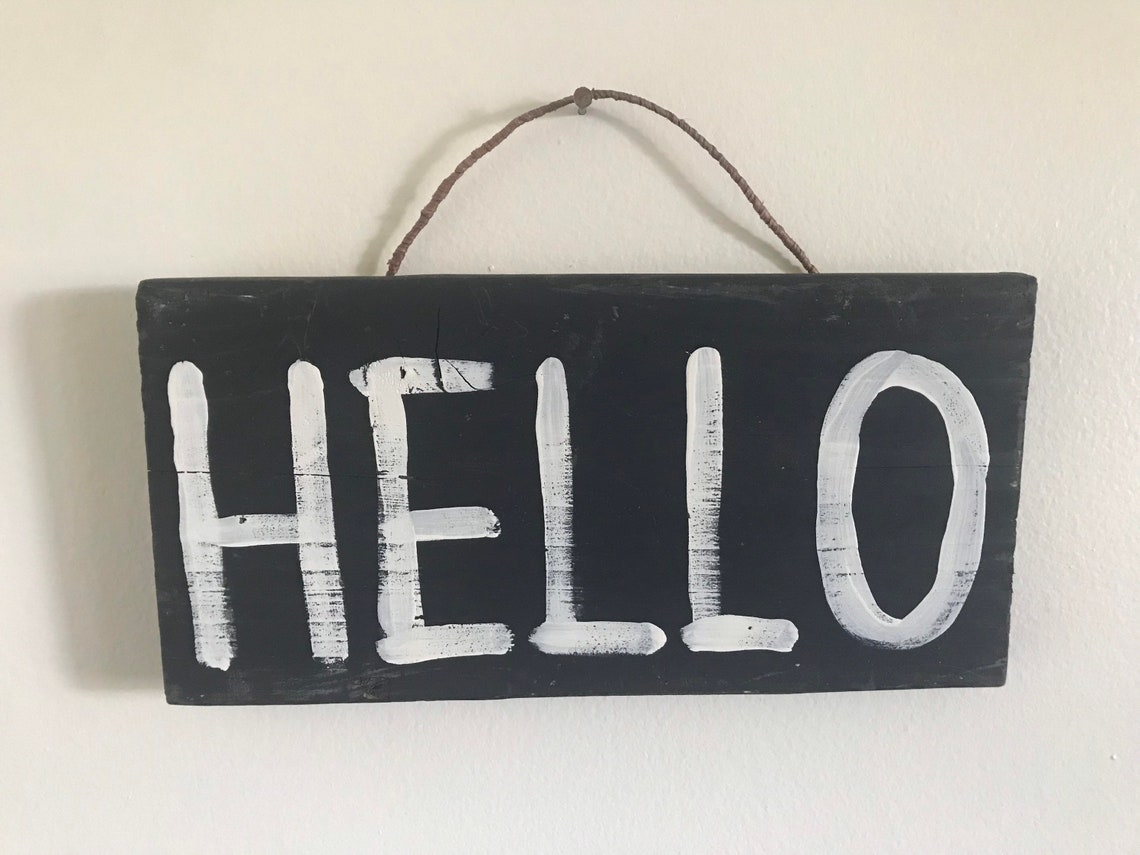 Rustic Hand Painted HELLO Sign - Etsy