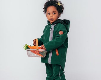 Veste softshell verte pour enfants, veste d'extérieur Miapka, coupe-vent et imperméable pour garçons et filles