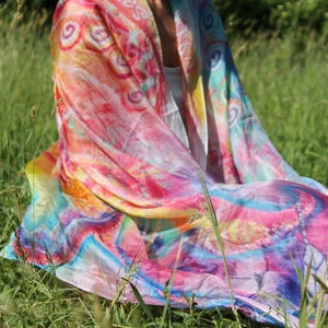 Wedding shawl. Spread your wings, you can fly. Large hand painted silk scarf fairy rainbow butterfly wings. Unique gift idea for bride, mom image 7