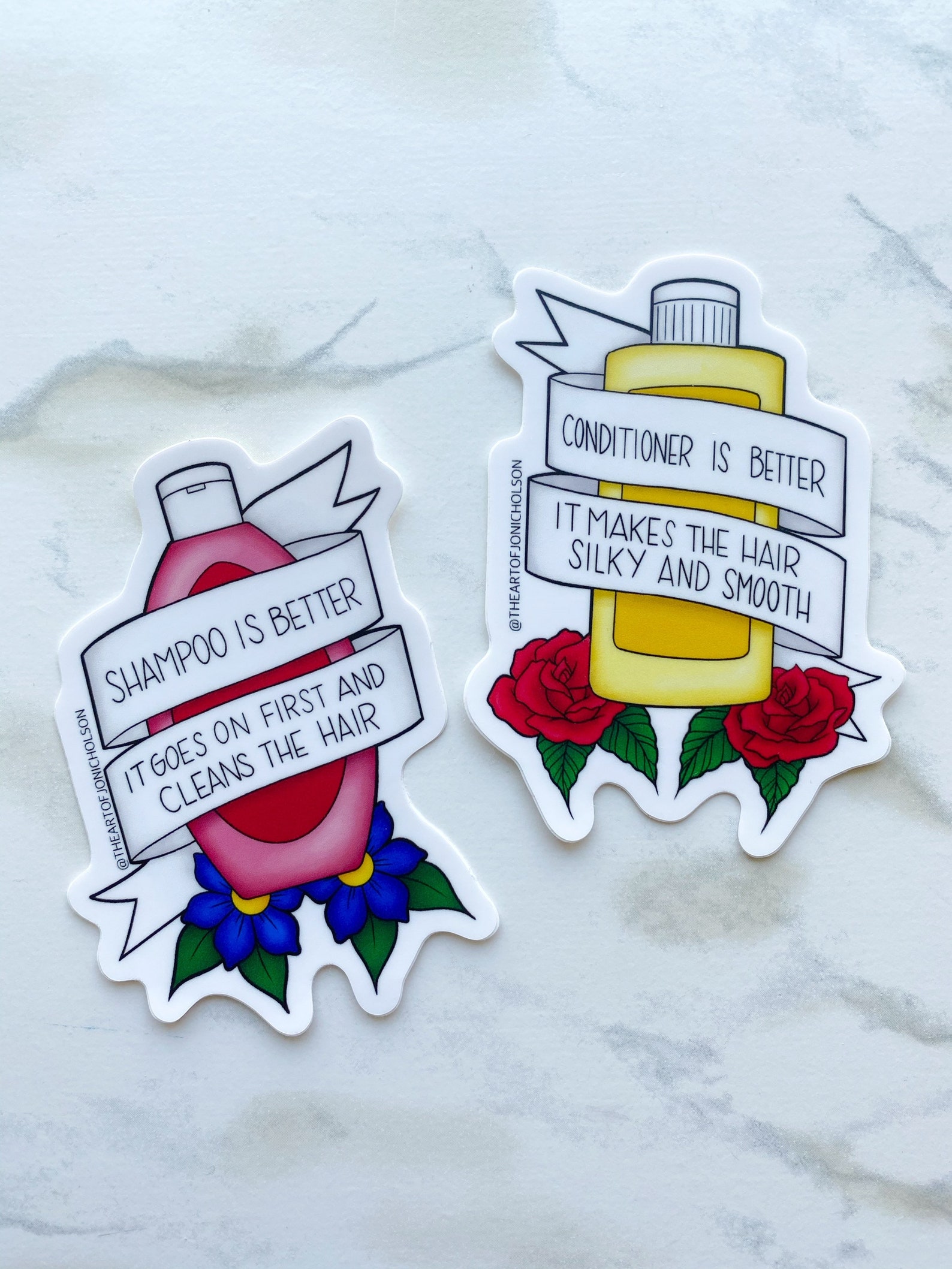Shampoo Vs Conditioner 3 Sticker Set Etsy