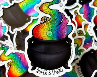 Double, Double Toil and. . . GAY!  (Queer & Spooky Pride Collection) - 5" Sticker