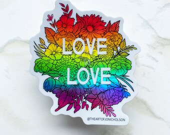 Love is Love (block font) - 3" Holographic Sticker