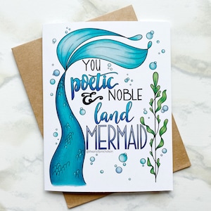 Vous, sirène poétique et terre noble (meilleur ami/compliment étrange) - Carte vierge A2