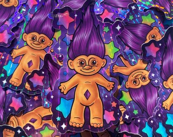 Treasure Troll (Purple) - 4" Holographic Sticker