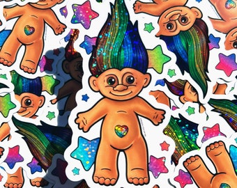 Treasure Troll (Rainbow) - 4" Holographic Sticker