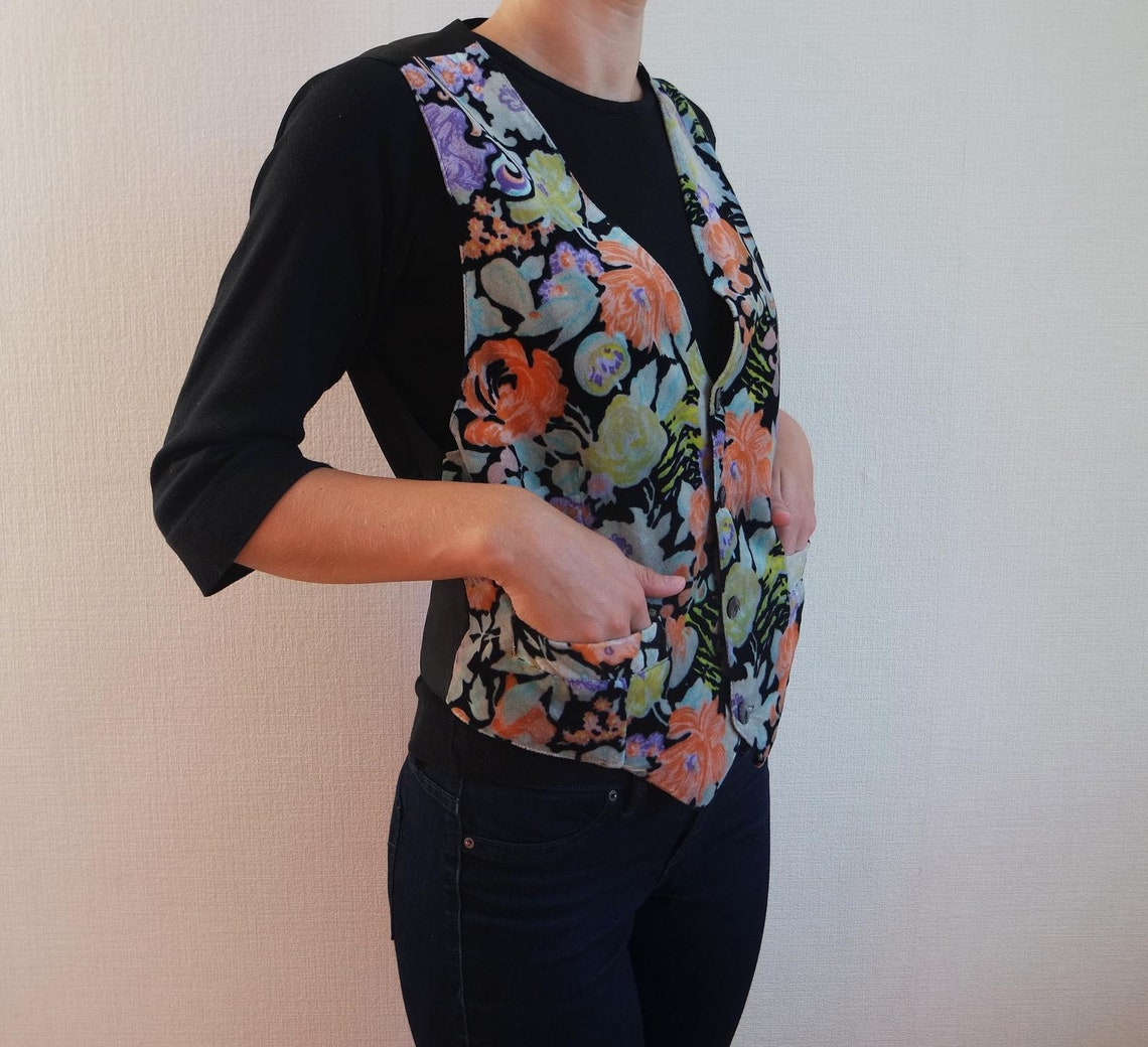 Vintage Womens Vest Floral Vest Women Patterned Vest Vest Etsy