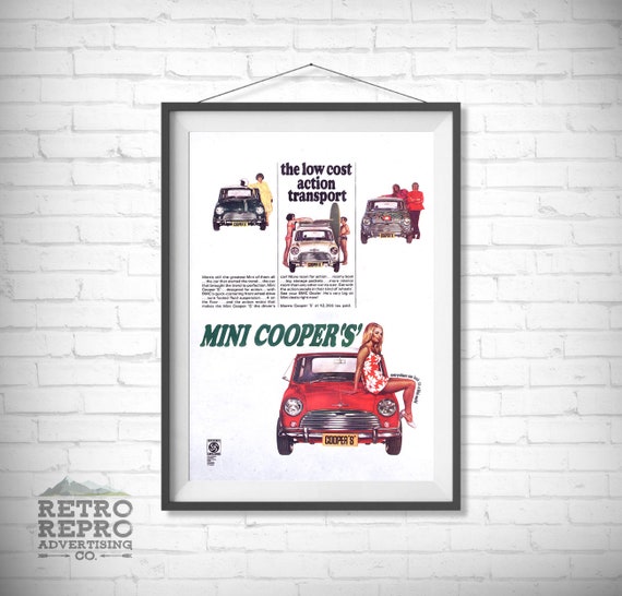 Vintage Mini Morris Austin Leyland Cooper S British Old Original Ad Advert Nostalgia Retro Man Cave Gift Poster Print