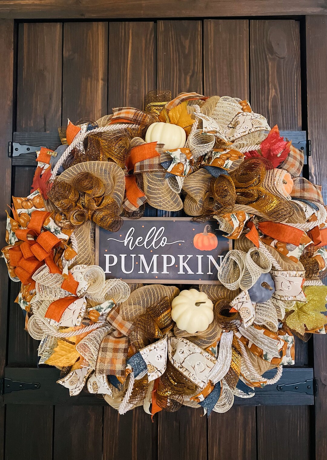 Fall Holiday Wreath Deco Mesh Wreath. Etsy