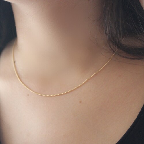 Minimalist Dainty Ball Chain Necklace Delicate Choker 14K Etsy