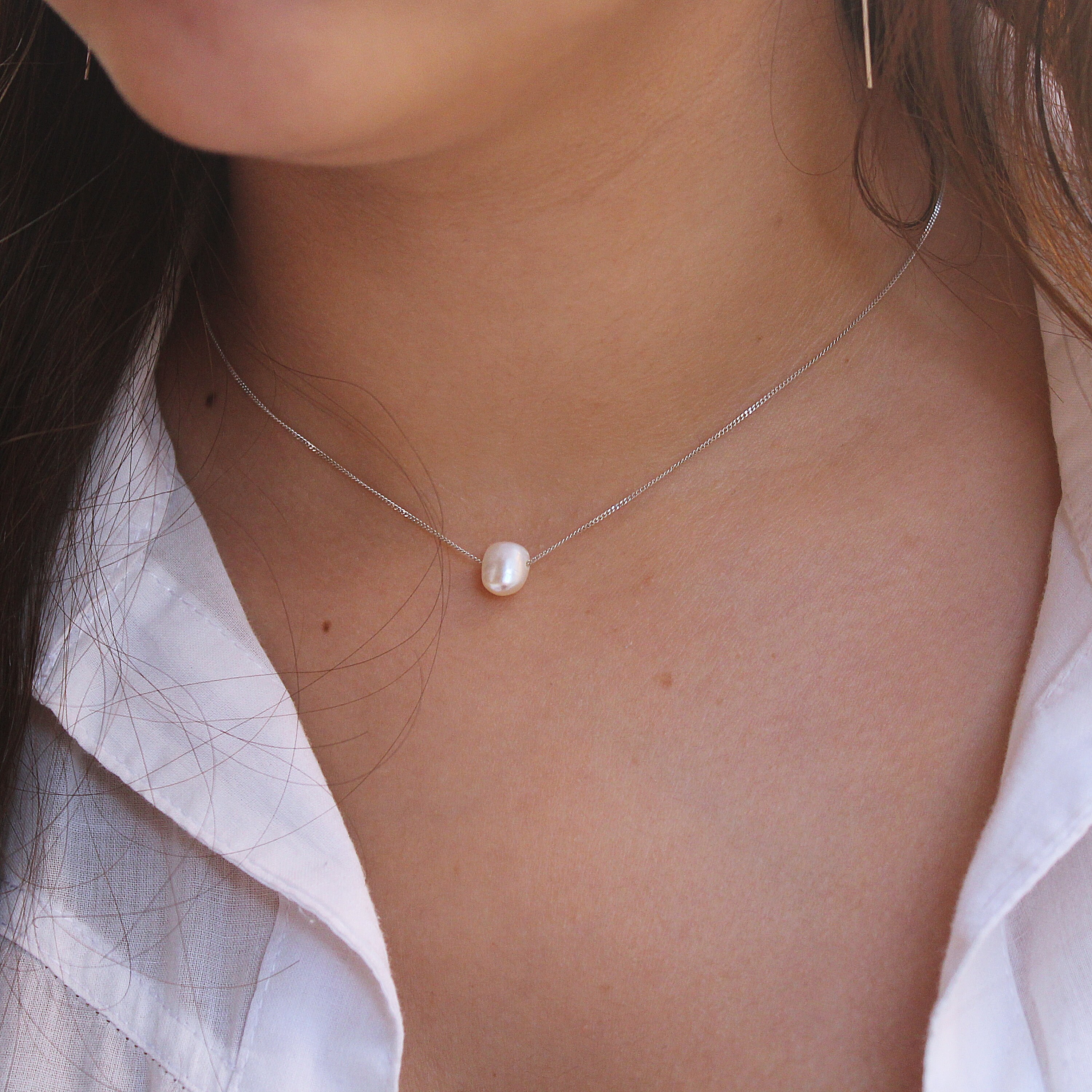 JUDY AND PAUL☆silver925 ellui simple minimal pearl necklace 3E754C7C-CFCC-44EA-A70D-