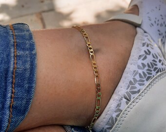 24k Gold Filled Figaro Anklet, Figaro Chain Anklet, Figaro Chain Ankle Bracelet, Anklet, Dainty Anklet , Gold Anklet