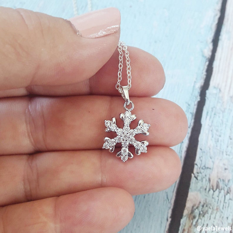 Snowflake Necklace Silver Zircon Jewelry Sparkly Elegant | Etsy