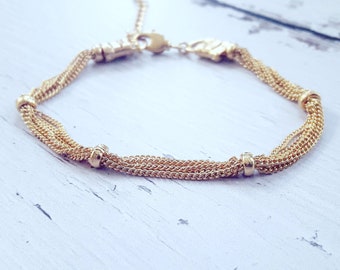 Chunky Gold Chain Bracelet, Multi Strand Bracelet, Bold Chain Bracelet