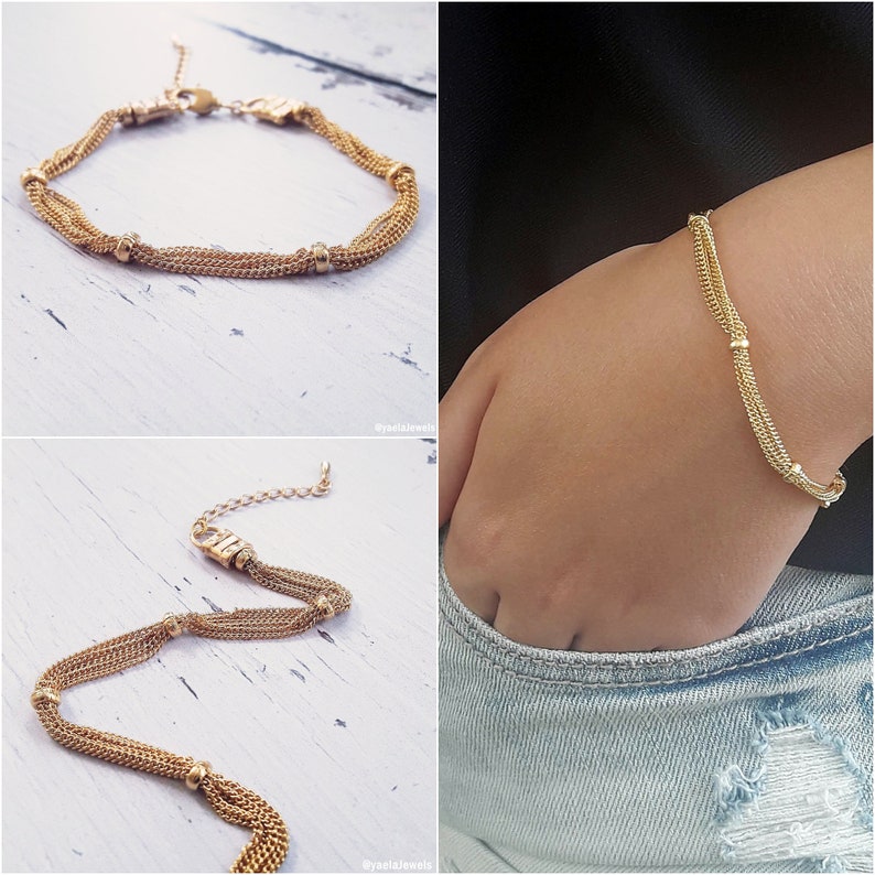 Gold Chain Bracelet Box Chain Bracelet Link Bracelet Gold Etsy Israel