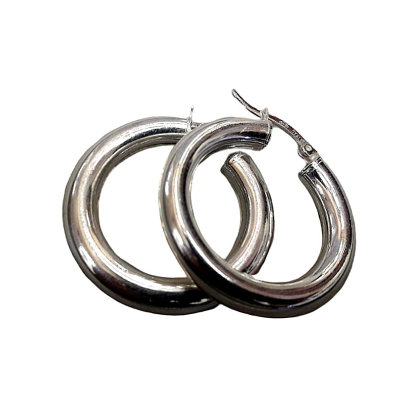 Thick Silver Hoops Chunky Silver Hoop Earring Sterling Etsy