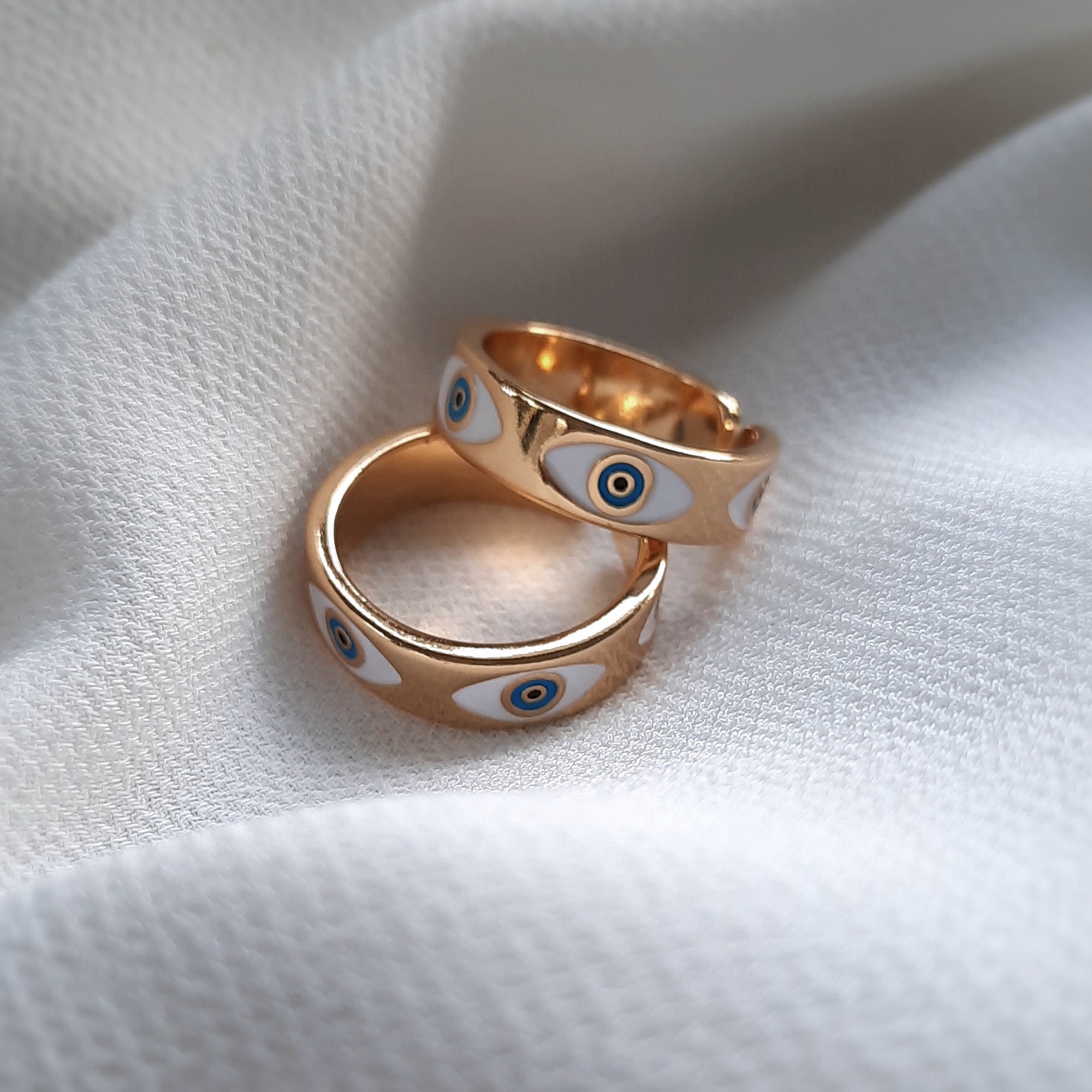 Evil Eye Protection Ring Evil Eye Adjustable Gold Ring Etsy