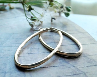 14K Gold Filled Oval Hoop Earrings: Minimalist Dainty Jewelry