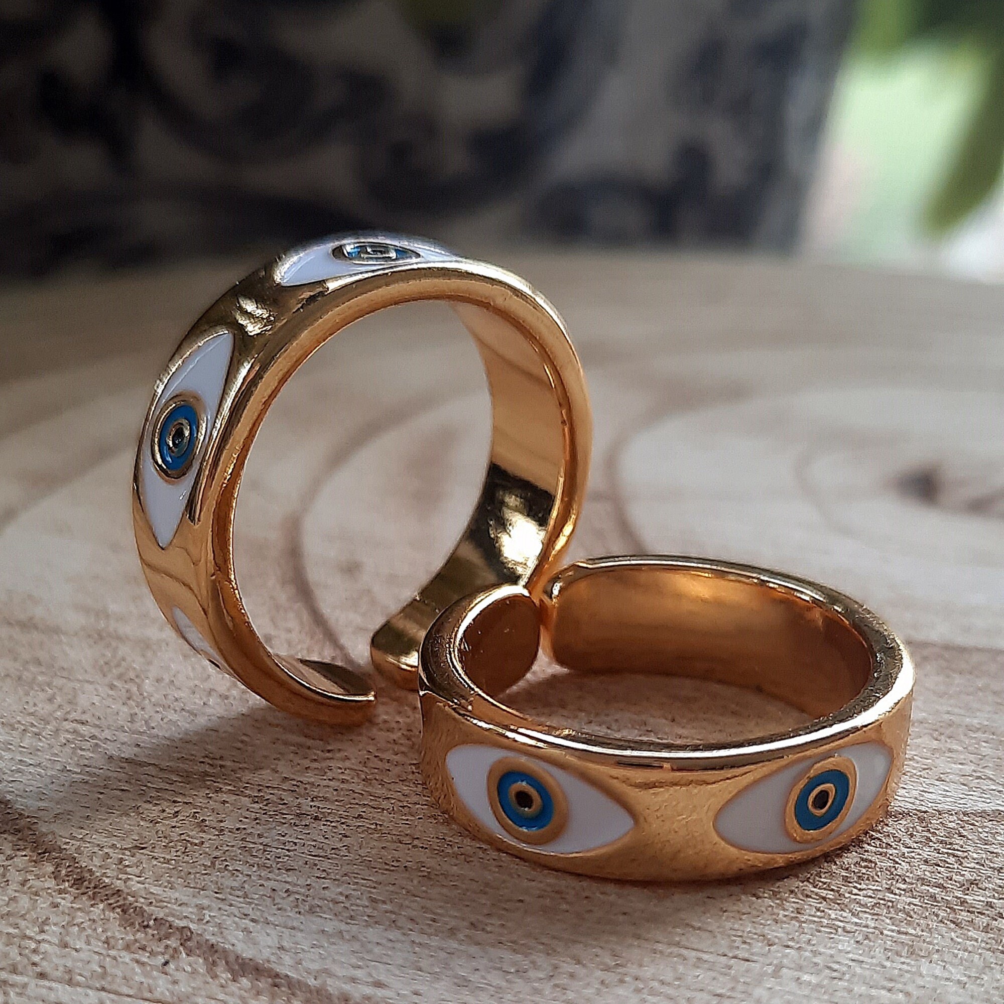 Evil Eye Protection Ring Evil Eye Adjustable Gold Ring Etsy