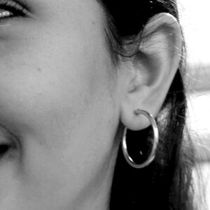 Minimal Hoop Earrings, Simple Silver Hoops, Sterling Silver Hoop Earrings, Everyday Earrings