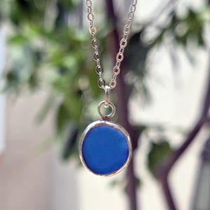 Blue Sea Glass Necklace: Sterling Silver Bezel, Authentic Beach Glass