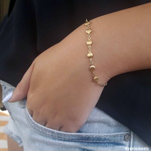 Dainty Bracelet, Gold Chain Bracelet, Gold Coin Bracelet, Layering Bracelet