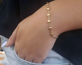 Dainty Bracelet, Gold Chain Bracelet, Gold Coin Bracelet, Layering Bracelet