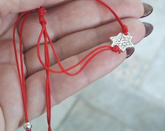 925 Sterling Silver Star of David Bracelet, Red Cord For Women, Magen David Red String Jewish, Hebrew Jewelry from Israel, spiritual jewelry