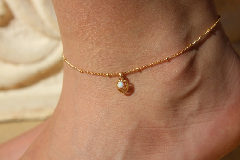 Opal Anklet Ankle bracelet Opal Jewelry Gold Anklet Beach Etsy
