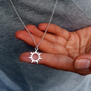 Sun Necklaces, Men Sterling Silver Sunburst Necklace, Yoga Sunshine Necklace, Necklace For Men, Groomsmen Gift, Ethnic Sun Charm