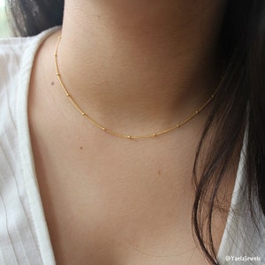 Satellite Chain Choker, Gold Filled Dainty Choker Necklace