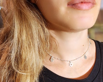 Tiny Star Of David Necklace, Gold Star Of David Choker Necklace, Star Of David Necklace, Jewish Jewelry, Tiny Hamsa Necklace, David Star.