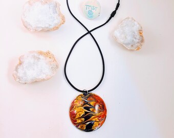 Yed Rellow 80’s Pop Pendant | Copper-Enamel Acrylic Necklace